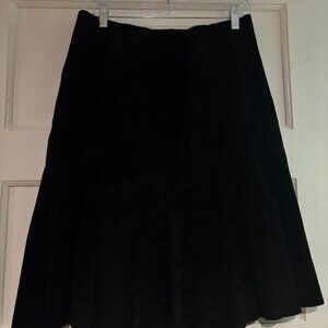 BLACK SUEDE DESIGNER MIDI A LINE SKIRT WITH FLARE